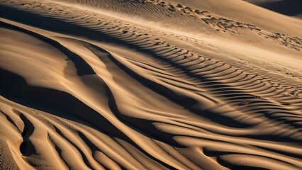 Rippling Sand Dunes in Golden Light
