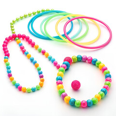 Isolated on white, a collection of colorful beads presents potential for a vibrant necklace or bracelet jewelry design.