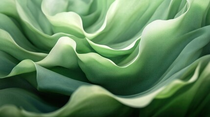 Obraz premium Abstract green floral folds in eco-organic theme, soft matte textures with flowing geometry