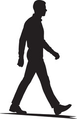 Confident Male Silhouette Walking Vector – Black and White Minimalist Design