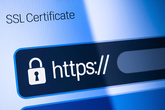 SSL Secure Connection: Close-Up of Browser Window with Lock Icon for HTTPS Encryption and Cybersecurity, ssl lock, ssl padlock, website design, ssl badge, ssl shield, Https, TLS, SSL certificate	