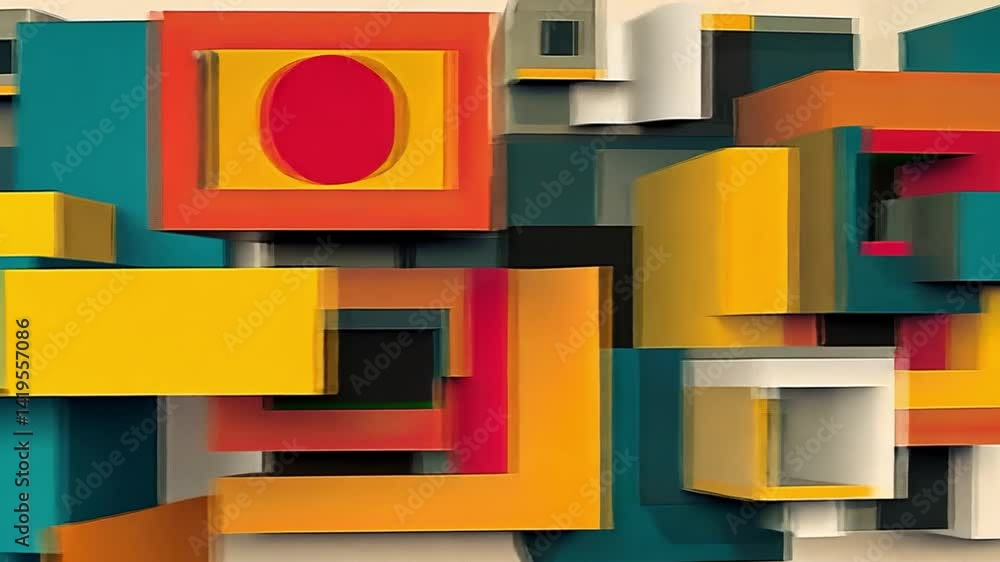 Aufkleber vibrant abstract art modern geometric shapes in colorful layers create dynamic composition of teal, 