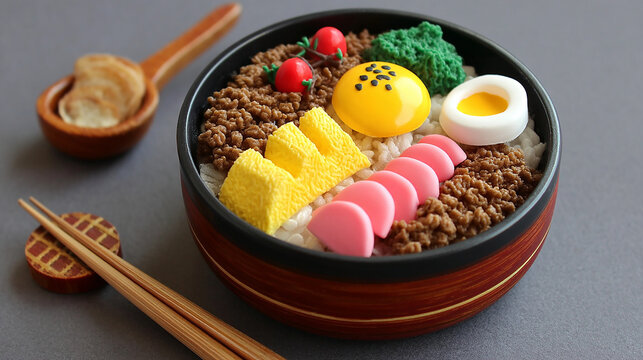 Japanese soboro don with seasoned minced meat and eg