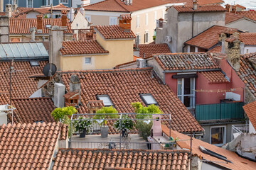 Lovely terrace in the Piran old town, Slovenia.