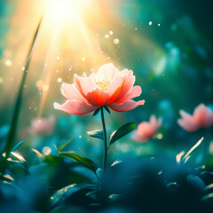 Blooming flower in sunlight