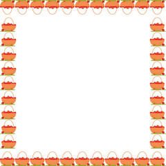 Apples in the basket frame. Hello autumn, thanksgiving decoration. Frame with empty space for your text