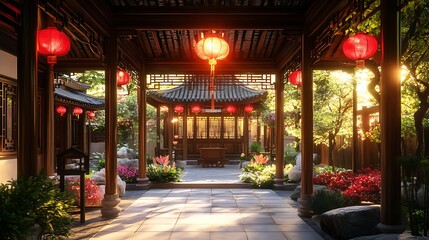 Spirituality expressed in dragon temple art high resolution picture