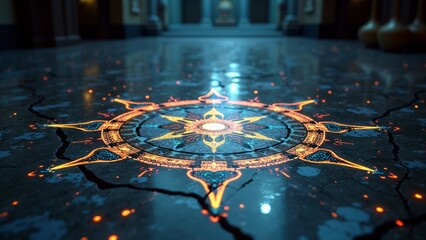 Fantasy glowing pattern on the ground