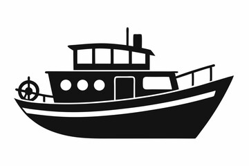 Obraz premium The boat silhouette black vector