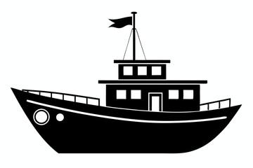 The boat silhouette black vector