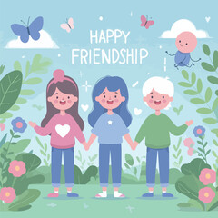 vector image of people embracing happily