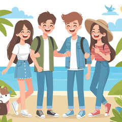 Fototapeta premium vector image of people embracing happily