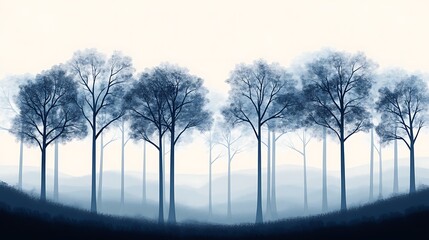 Abstract vector illustration of trees in a forest, vector background, 