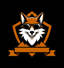 Wolf Barbershop Logo Stylized Wolf with Sunglasses Vector Illustration
