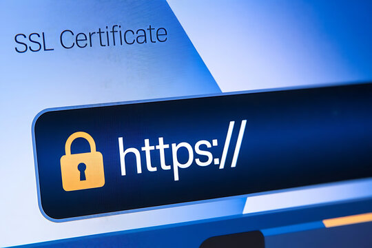 SSL Secure Connection: Close-Up of Browser Window with Lock Icon for HTTPS Encryption and Cybersecurity, ssl lock, ssl padlock, website design, ssl badge, ssl shield, Https, TLS, SSL certificate	