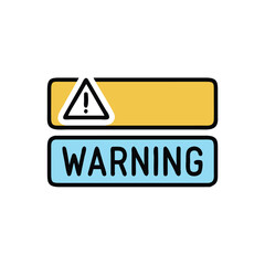 bold warning text label modern styling on white background
