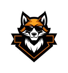 Wolf Barbershop Logo Stylized Wolf with Sunglasses Vector Illustration
