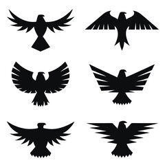 Minimalistic Black Eagle Silhouettes - Iconic Vector Design Collection.