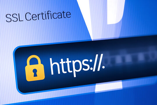 Close-Up of Browser Window with Lock Icon for HTTPS Encryption and Cybersecurity, ssl lock, ssl padlock, website design, ssl badge, ssl shield, Https, TLS, SSL certificate