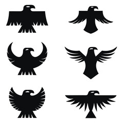 Minimalistic Black Eagle Silhouettes - Iconic Vector Design Collection.