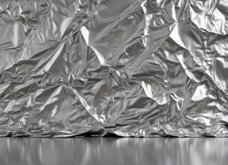 Shiny crumpled silver foil, elegant metallic backdrop,  high-gloss,  foil paper,  luxury