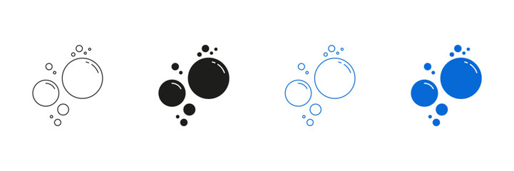 Bubble Line And Solid Icon Set. Soap And Water Bubble Symbol Collection. Isolated Vector Illustration