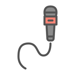 microphone filled outline icon. mic color line illustration.