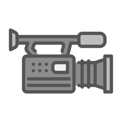video camera filled outline icon. documentation color line illustration.