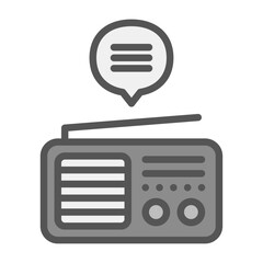 radio news filled outline icon. journalism color line illustration.