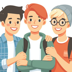 vector image of people embracing happily