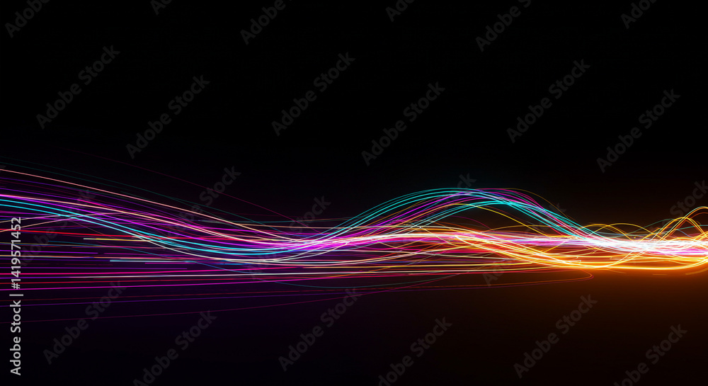 Aufkleber abstract light trails with vibrant colors on a dark background creating a dynamic and energetic effe