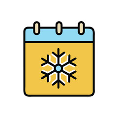 calendar snowflake seasonal holiday on white background