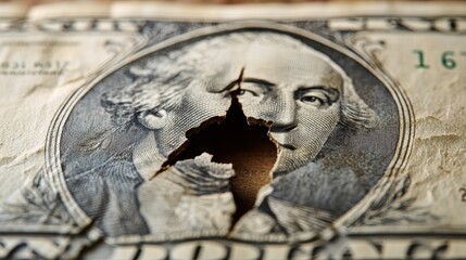 Financial market trading graphs with USA dollar devaluation during recession.