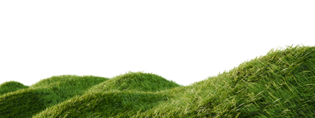 Hills with grass on a transparent background. 3D rendering.	
