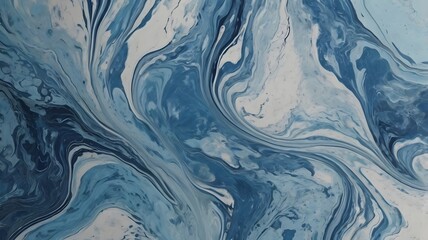Serene Blue Abstract: Swirling Marble Texture Painting