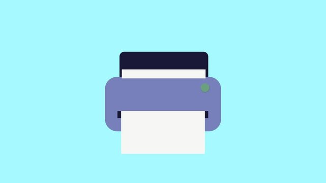 Animation of printer icon in office working.