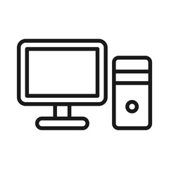 Simple computer vector in line style. Minimalist and modern illustration design.