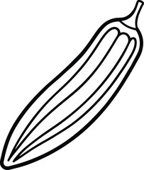 Okra vegetable outline Icon on a white background