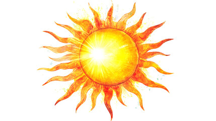 Naklejka premium Bright Sun With Rays on White Background