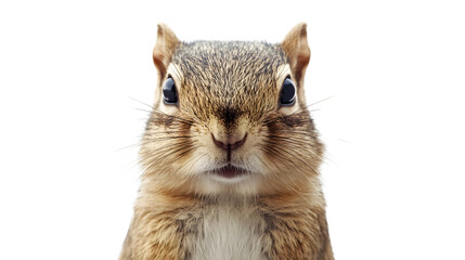 Fototapeta premium Cute Chipmunk Sitting with Alert Expression in Close-up View