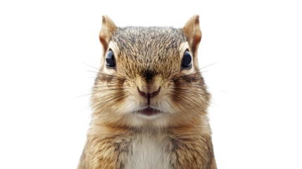 Cute Chipmunk Sitting with Alert Expression in Close-up View