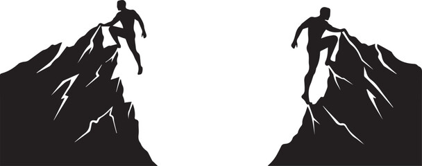 silhouette of a people climbing the mountain