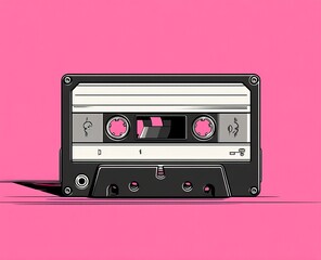 Flat graphics of retro cassette tapes on vibrant backgrounds. AI generated image