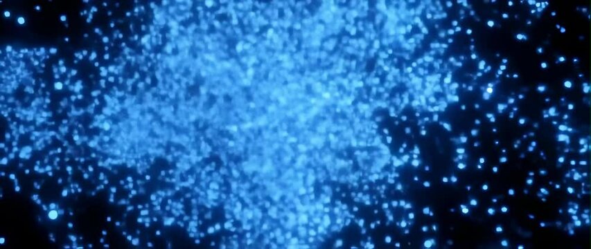 Anamorphic video of Blue Particles Explosion. Festival, wedding, Happy Birthday, Christmas, Diwali, New year