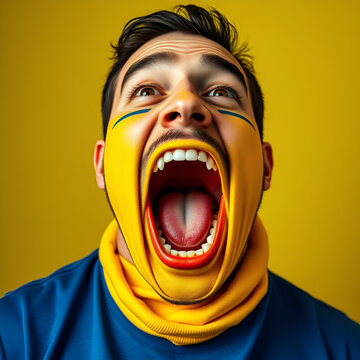 Feliz surpreso camelo  idiota com a boca aberta