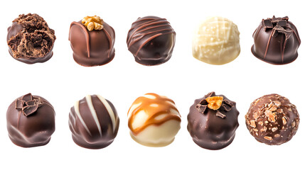 Obraz premium Delicious Collection of Chocolate Pralines on Transparent Background