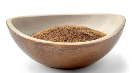 Ground Cardamom Spice In Rustic Bowl On White Background