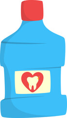 Dental care illustration. Various mouth and tooth cleaning. Toothbrushes, toothpaste, dental floss, mouthwash. Vector isolated.