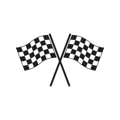 Crossed Checkered Flags Icon Representing Victory, Motorsports, and Race Completion for Auto Racing Events, Competitions, Editable Vector Illustration isolated on a white background