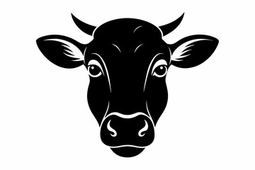 cow face silhouette black vector
